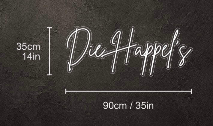 LED Neonschild: Die Happel‘s - Warmweiß - 90cm - Cut to letter