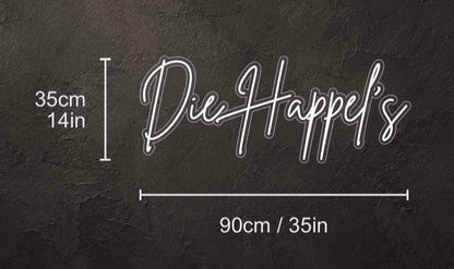 LED Neonschild: Die Happel‘s - Warmweiß - 90cm - Cut to letter